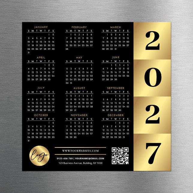 Calendário 2027 Logo Empresarial Código QR Preto e (Criador carregado)