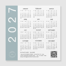 Calendário 2027 Logotipo da Empresa Código QR Bord