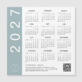 Calendário 2027 Logotipo da Empresa Código QR Bord