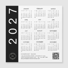 Calendário 2027 Logotipo da Empresa Código QR Text