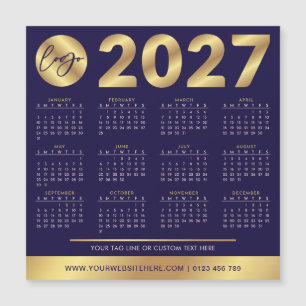 Calendário 2027 Logotipo Empresarial Azul Marinho
