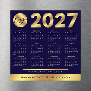 Calendário 2027 Logotipo Empresarial Azul Marinho