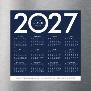 Calendário 2027 Logotipo Empresarial Azul Marinho