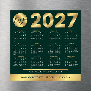 Calendário 2027 Logotipo Empresarial Verde & Doura