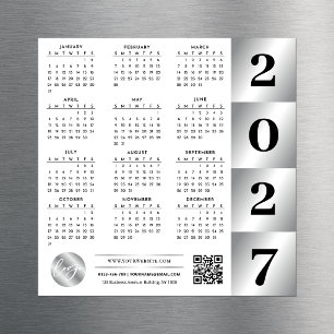 Calendário 2027 Logotipo Negócios Código QR Chrome