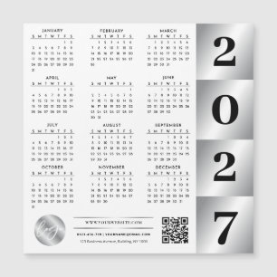 Calendário 2027 Logotipo Negócios Código QR Chrome