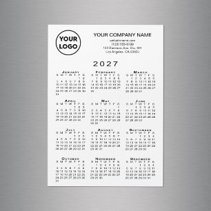 Calendário 2027 Logotipo Texto Branco Ímã Cartão
