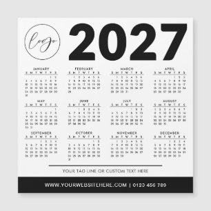 Calendário 2027 Minimalista Moderno Simples Logoti