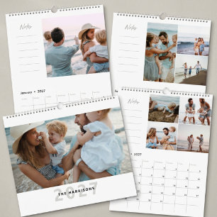 Calendário 2027 Moderno Simples Colagem de Fotos de Família
