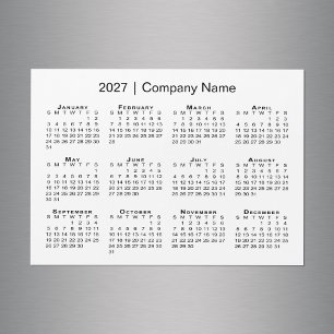 Calendário 2027 Nome da Empresa Ímã Branco