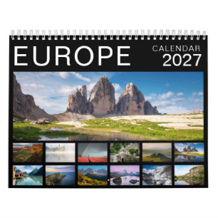 Calendário 2027 paisagens fotográficas da Europa a preto