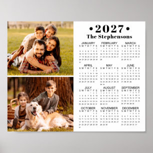 Calendário 2027 Poster Personalizado com 2 Fotos