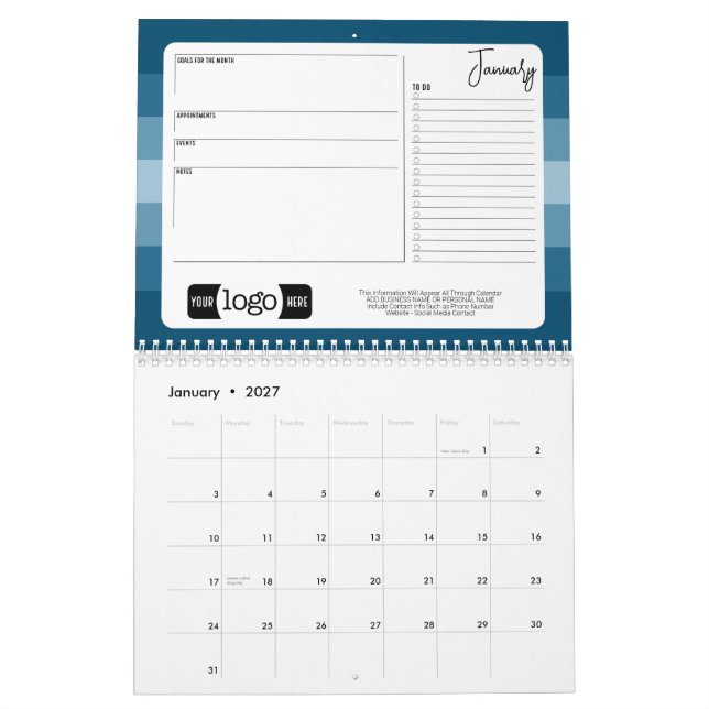Calendário 2027 Presente de Boas-vindas Empresaria (Jan 2027)