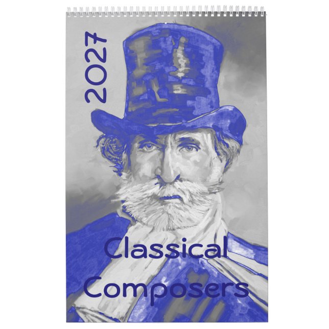 Calendário 2027 Retratos de Compositores - Sinfonia em Azul e (Capa)