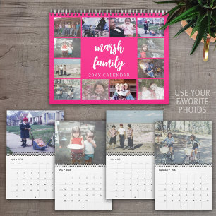 Calendário 2027 Rosa Moderno Personalizado Foto - 13 Imagens