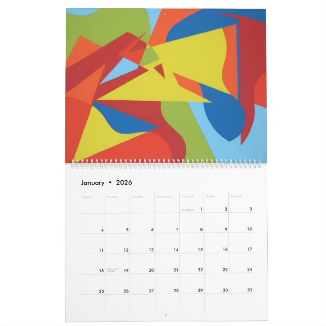 Calendário 2027 Whimsical Color: Abstract Designs All Year (Jan 2026)