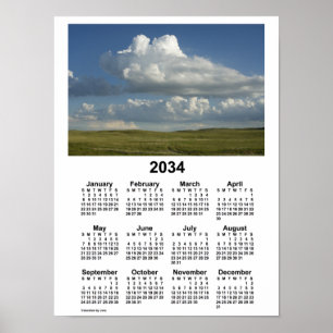 Calendário 2034 Nebraska Sandhills por Janz Poster