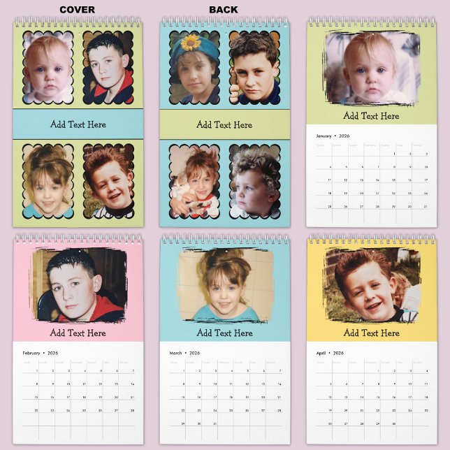 Calendário 20 photo personalized text Calendar (Criador carregado)