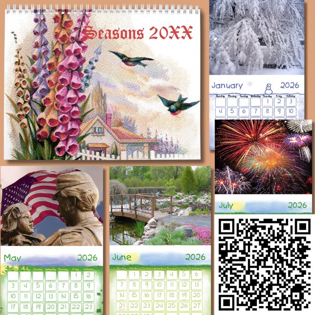 Calendário 20XX (Four Seasons Nature Art 20XX Calendar)