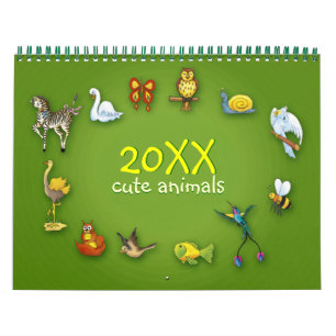 Calendário 20XX   Animais de Cartoon Cujos