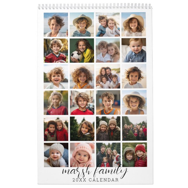 Calendário 24 Foto da família moderna - branco preto mínimo (Capa)