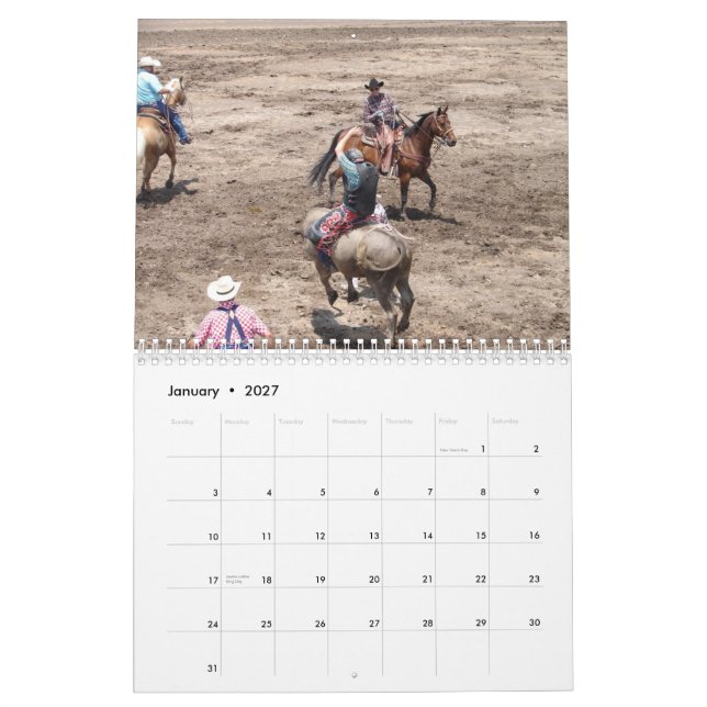 Calendário 2 do vaqueiro - personalizado (Jan 2027)