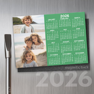 Calendário - 3 Fotos - Magneta Verde Básica