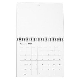 Calendário 5.5" x 7" Duas Páginas Pequeno Preto