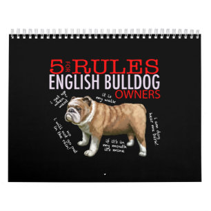 Calendário 5 Regras para Proprietários de Bulldog Pai Mãe
