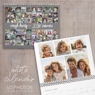 Calendário 60 Fotos - Modelo de Família Moderno Personalizado