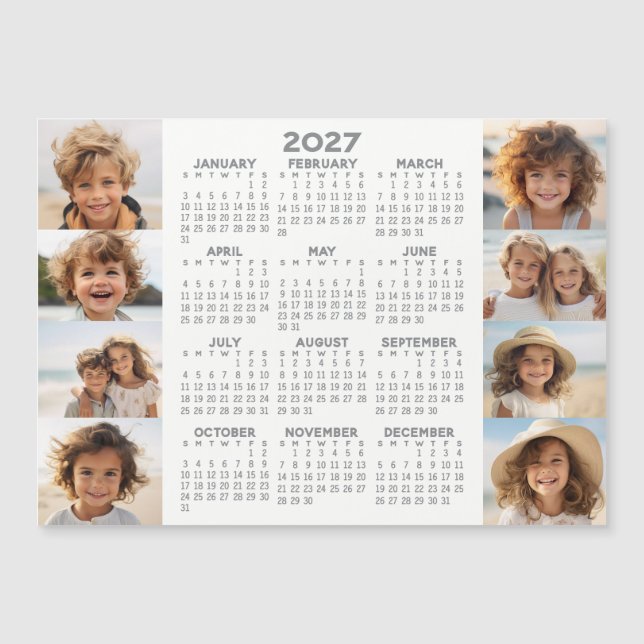 Calendário - 8 Fotos - ímã Branco Basic Grey (Frente)