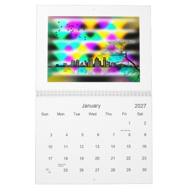 Calendário A arte do código de barras do daCosta de Bret (Jan 2027)