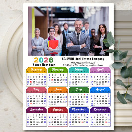 Calendário a cores 2026 Feriados nos EUA Magnético