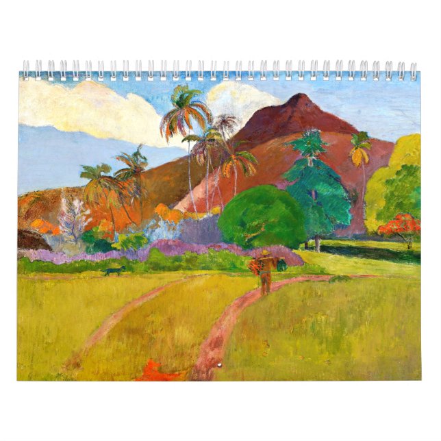 Calendário A famosa pintura Tahitian Landscape de Paul Gaugui (Capa)