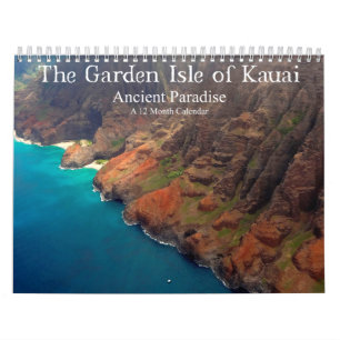 Calendário A ilha do jardim do paraíso antigo de Kauai