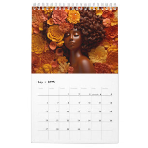 Calendário A rainha negra melanina é uma flor encaracolada pa