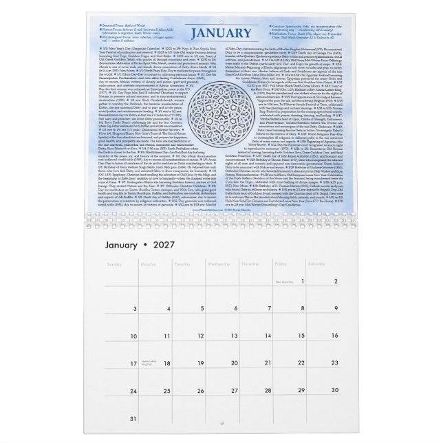 Calendário A Roda do Místico do Ano de 2014 (Jan 2027)