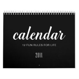 Calendário A vida cita o preto branco minimalista