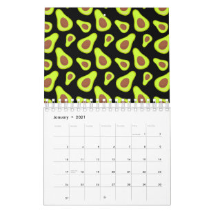 Calendário Abacates Verdes Amante de Legumes Comida Saudável