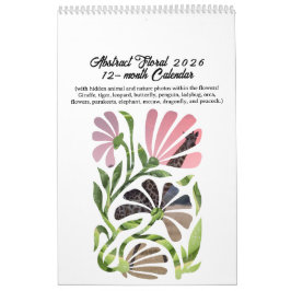 Calendário Abstract Boho Botanical Nature 2026 12-month