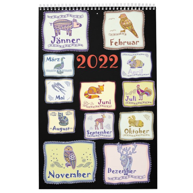 Calendário Abstrakter Tribal Tiere aus Europa (Capa)