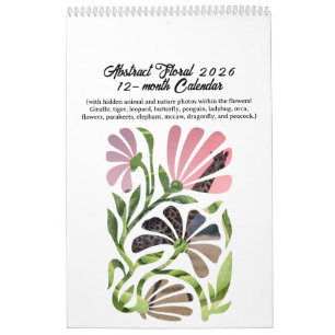 Calendário Abstrato Boho Botânico Natureza 2026 12 meses
