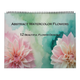 Calendário Abstrato de Flores em Aquarela