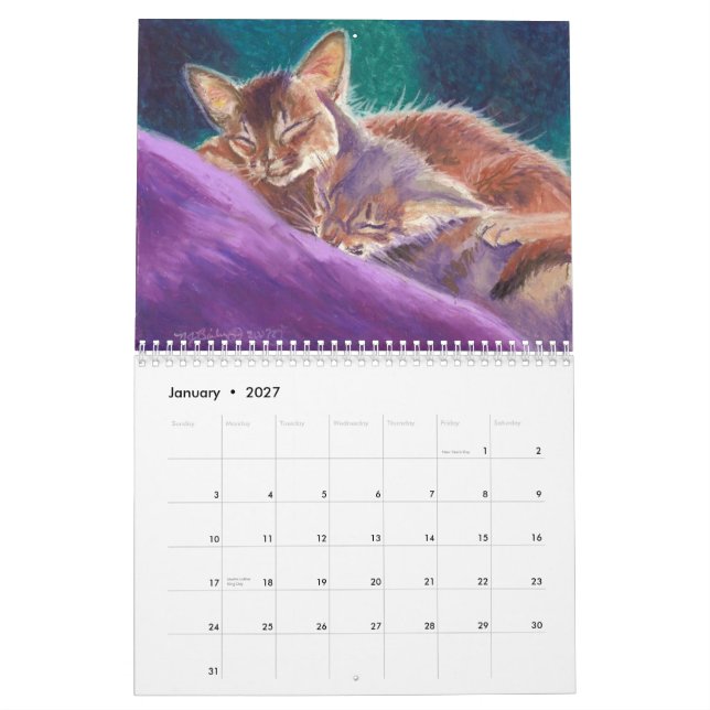 Calendário Abyssinian e somaliano dos gatos 2015 (Jan 2027)