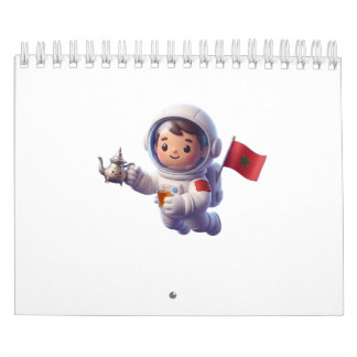Calendário Adesivo 3D Kawaii Astronauta Marroquino Fofo