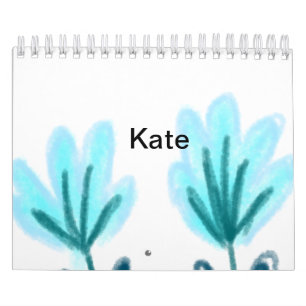 Calendário Adicionar texto de nome floral em roxo azul água