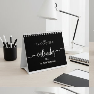 Calendário Adicione seu logotipo minimalista preto e branco