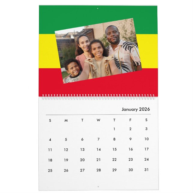 Calendário Adicione sua foto | Bandeira da Etiópia rasta afri (Jan 2026)