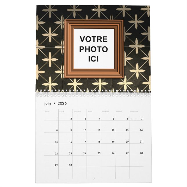 Calendário Adicione suas fotos | Suiça Francês 2025 Vintage (Jun 2026)