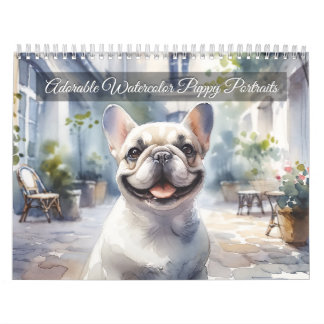 Calendário Adorable Watercolor Dog Portraits (12-Month)